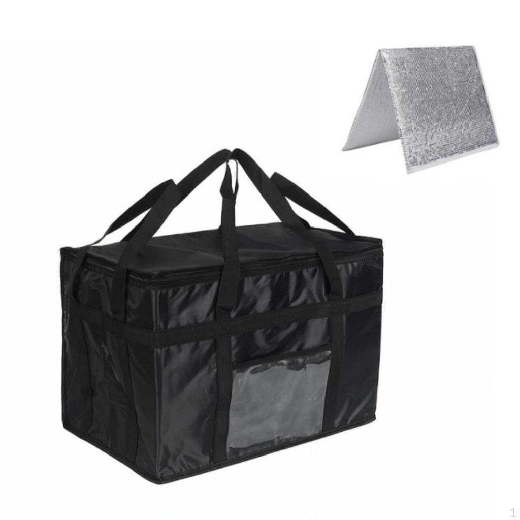 Insulated Food Delivery Bag Portable with Pocket Zippered for Caterers, Grocery