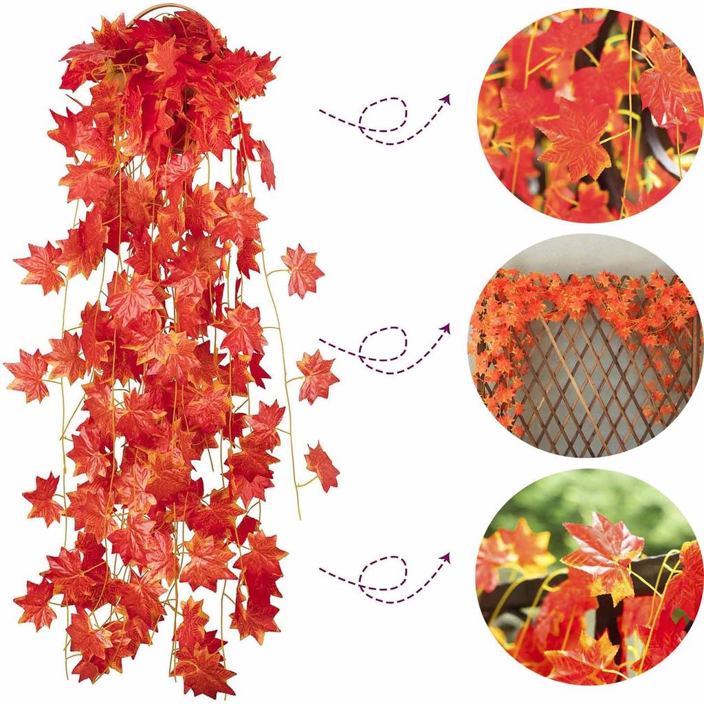 5pc Simulação Maple Leaf Rattan Halloween Ação de Graças Decoração de Natal Rattan