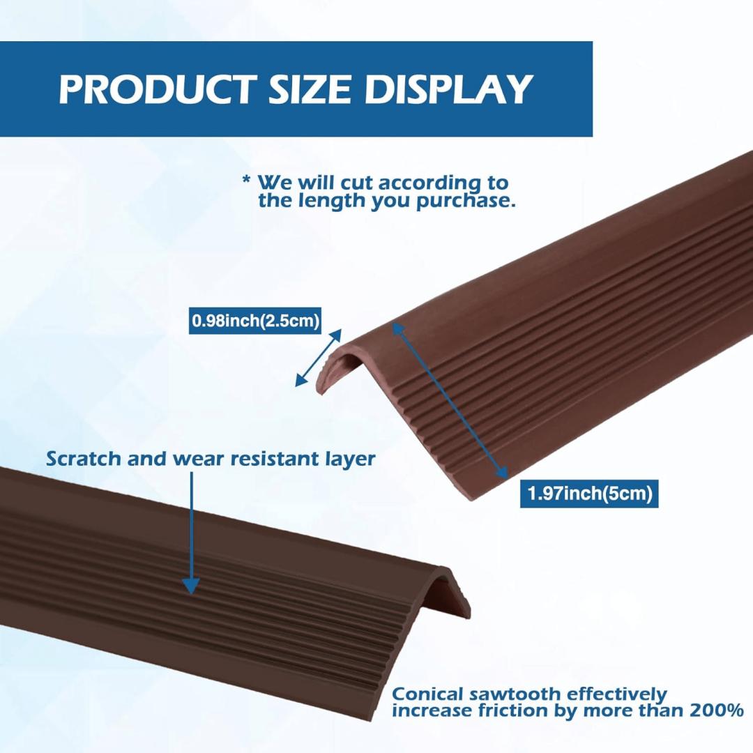 

1PC 2m/78.74inch Self-Adhesive Stair Edge Protector Non-Slip Waterproof Stair Edge Stripe Indoor Stair PVC Anti-slip Strip Ed коричневый