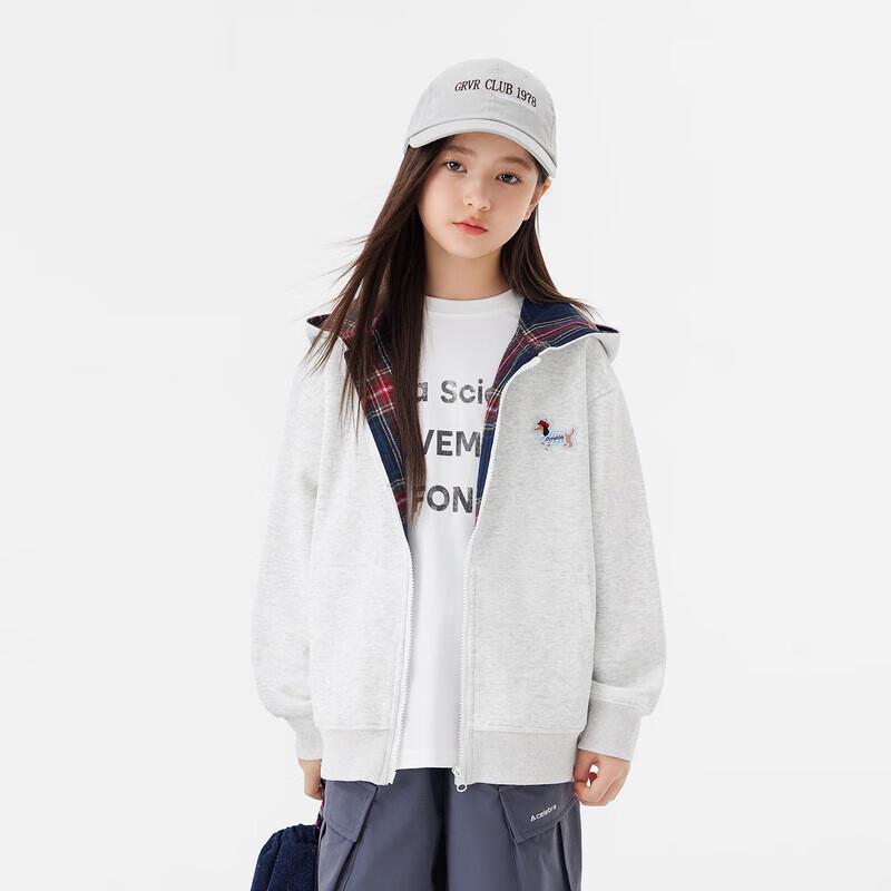 Zuoxi Girls' Plaid Dog Patchwork Hooded Sweatshirt