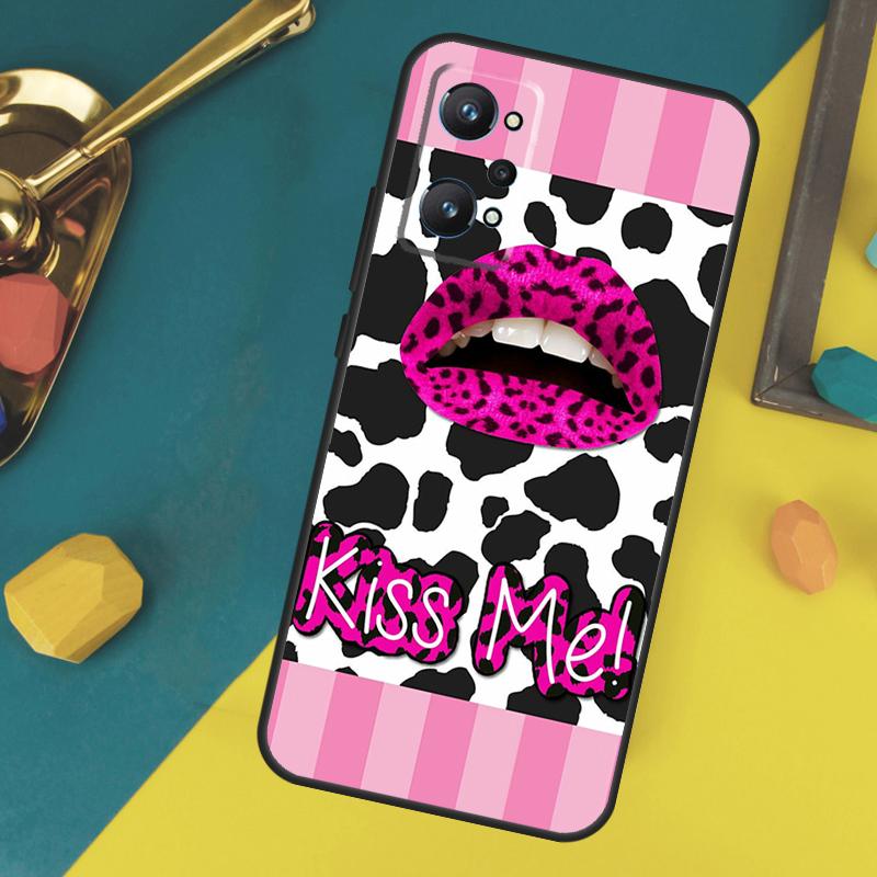 Kiss Me Lips Lipstick Case For Realme 10 11 12 13 14 Pro Plus GT 5 6 6T GT7 Pro C67 C61 C53 C51 C21Y C25S C55 C75