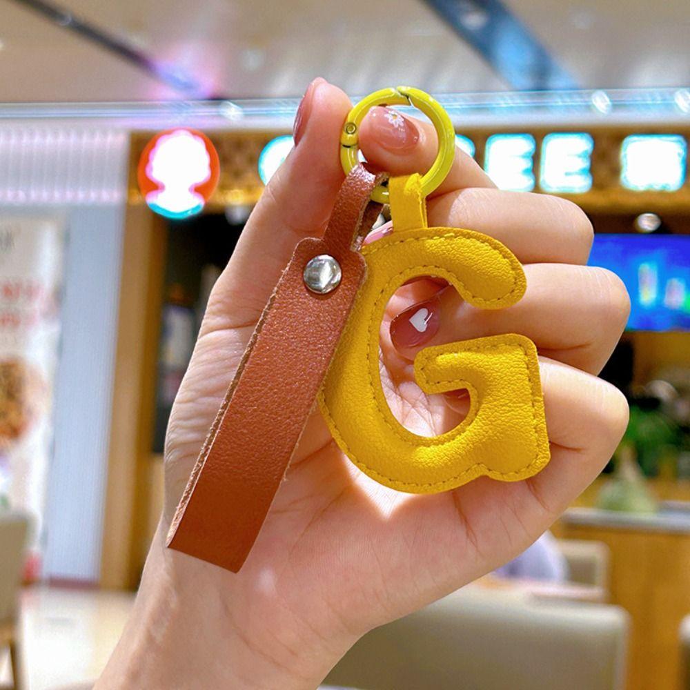 Creative PU 26 Letter Key Chain Alphabet Car Key Accessories Business Key Holder Women Bag Pendant Decoration