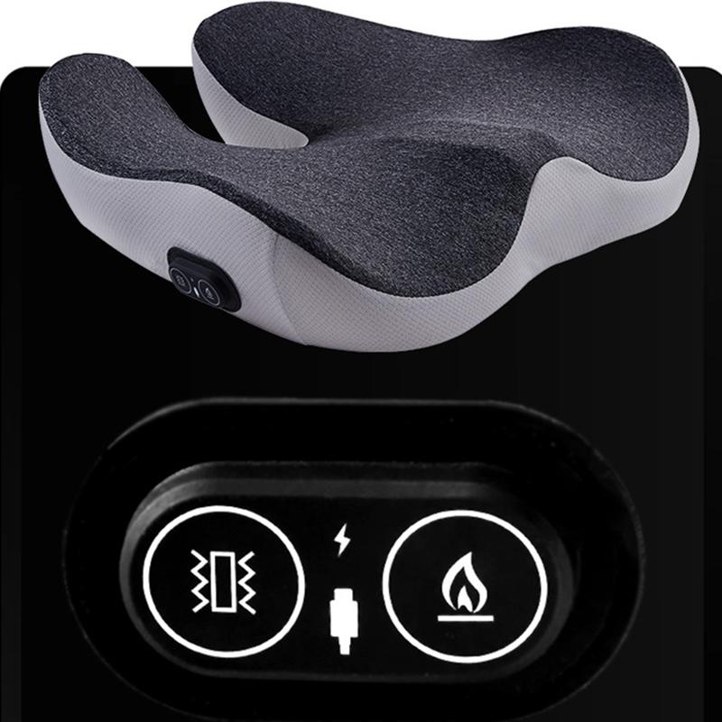 3-in-1 Heated Massage Seat Cushion with Vibration, Coccyx Support for Office & Home, Pressure Relief & Relaxation