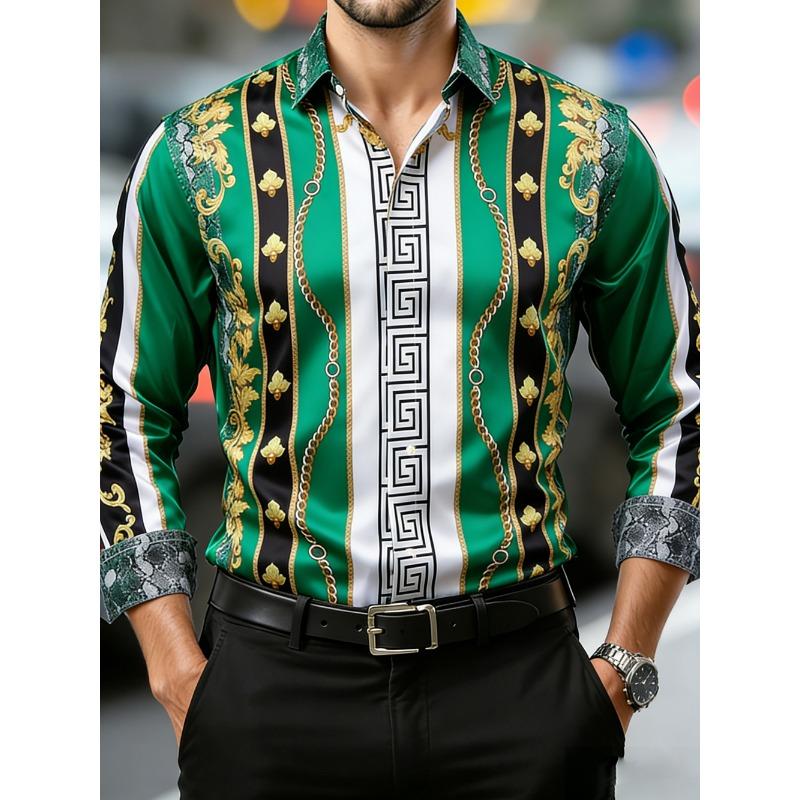 2026 Men's HD Baroque Pattern HD 3D Printed Shirt Casual Long Sleeve Button Designer Shirt Wedding Party Clothes for Men for You
