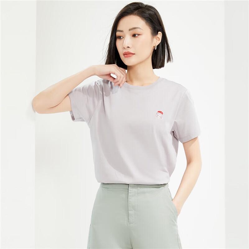 Giordano Women's Round Neck Embroidered Cotton T-Shirt