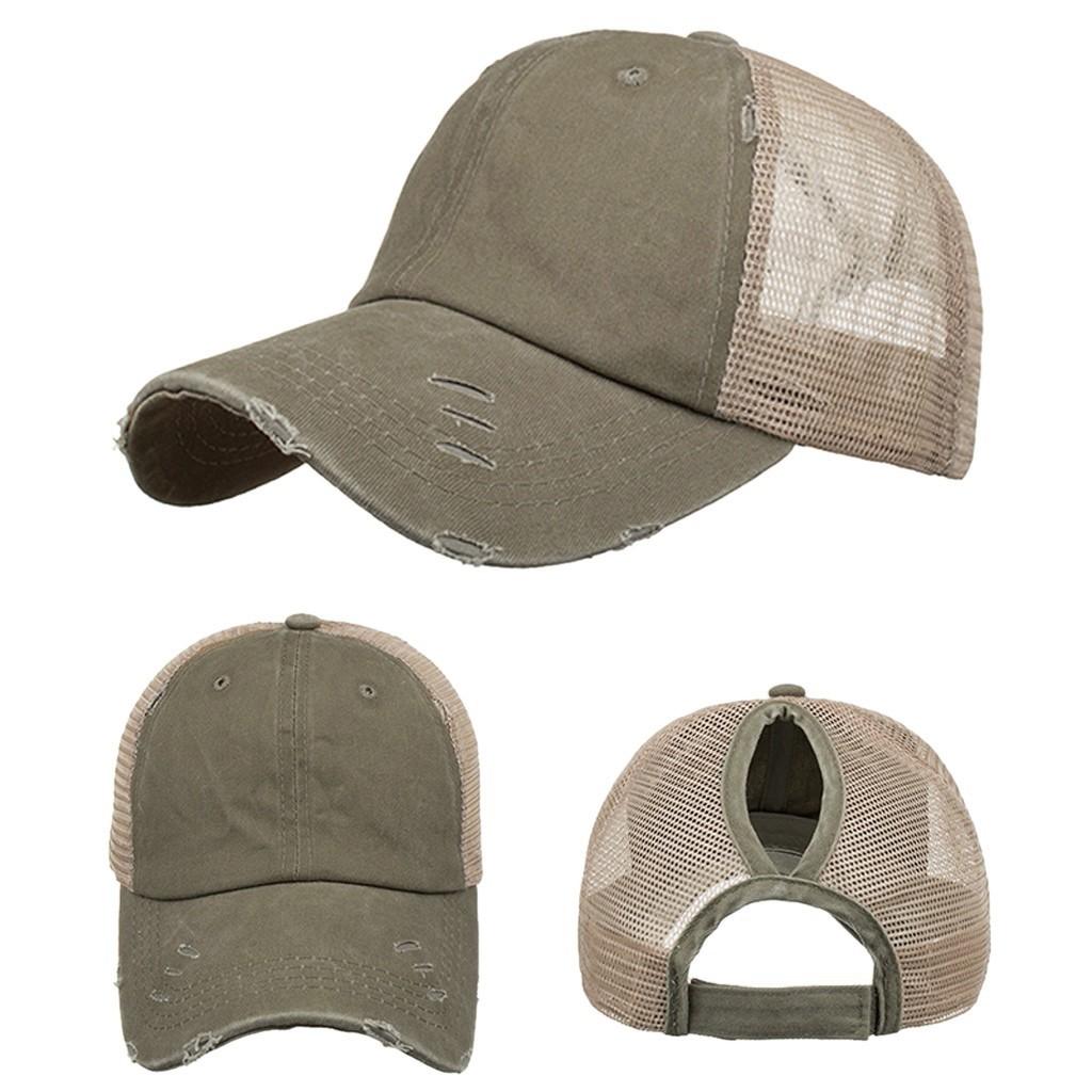 Unisex Solid Color Baseball Cap Distressed Vintage Style Adjustable Mesh Back Hat for Outdoor Activities Casual Wear