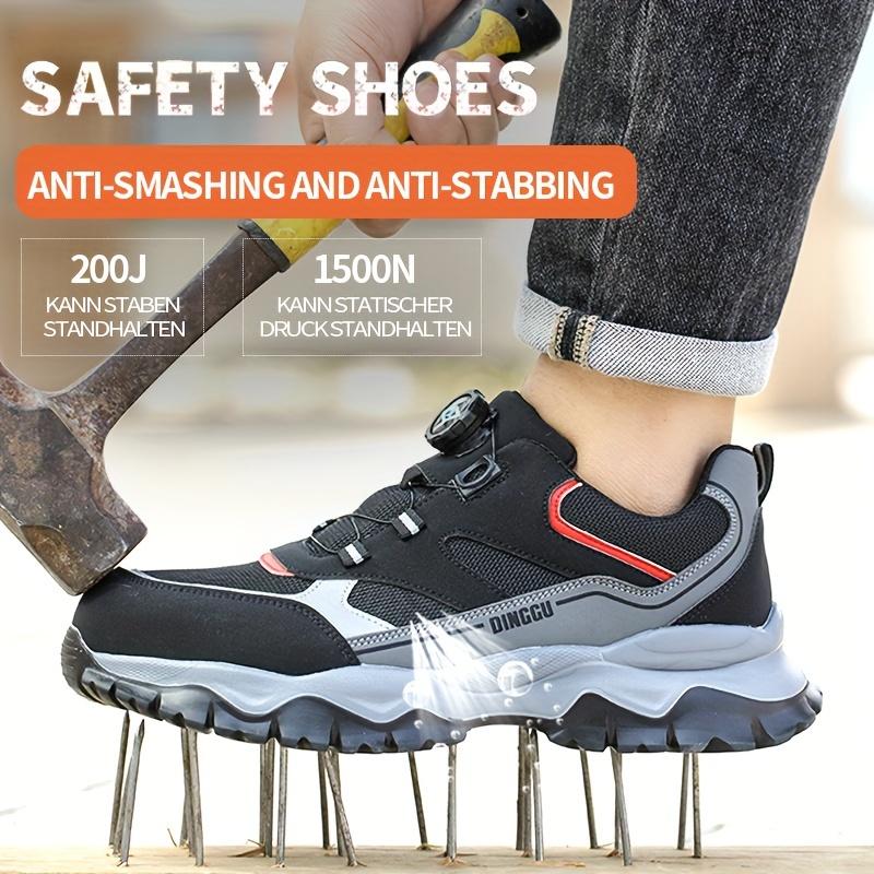 Men'S Rotating Button Steel Toe Safety Shoes Anti Puncture Non-Slip Work Sneakers Air Cushion Indestructible Boots For Industry