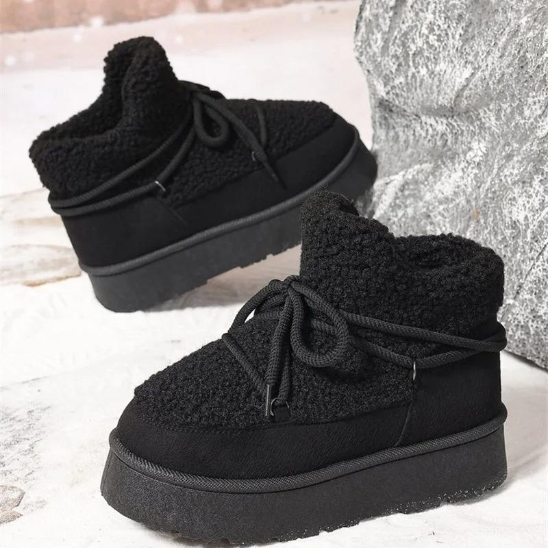 Fashion Women's Boots Thickened Plush Warm Snow Boots 2026 Winter New Fluffy Ankle Boot Outdoor Non-slip Platform Boots for Women Botas
