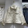 Giacca di jeans ricamata alla moda marca industria pesante da donna primavera nuova corta larga con revers manica lunga top stazione europea