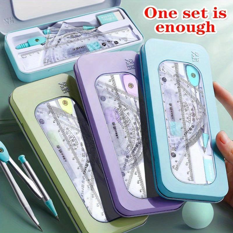 7-piece Set of Ruler, Triangle Ruler, Protractor, Compass, Student Stationery, Back To School Math Supplies