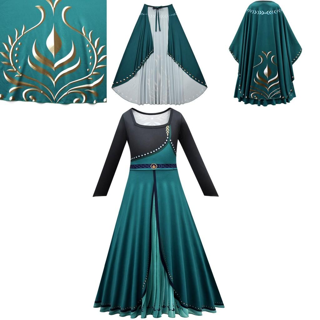 Kids Frozen Anna Cosplay Costume Dress Cloak Outfit Fancy Dress Party Roleplay