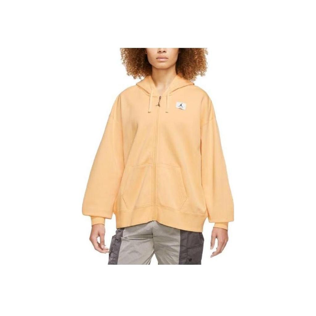 Jordan Embroidered Logo Drawstring Hooded Zip Jacket Women Jacket Orange DZ3360-251