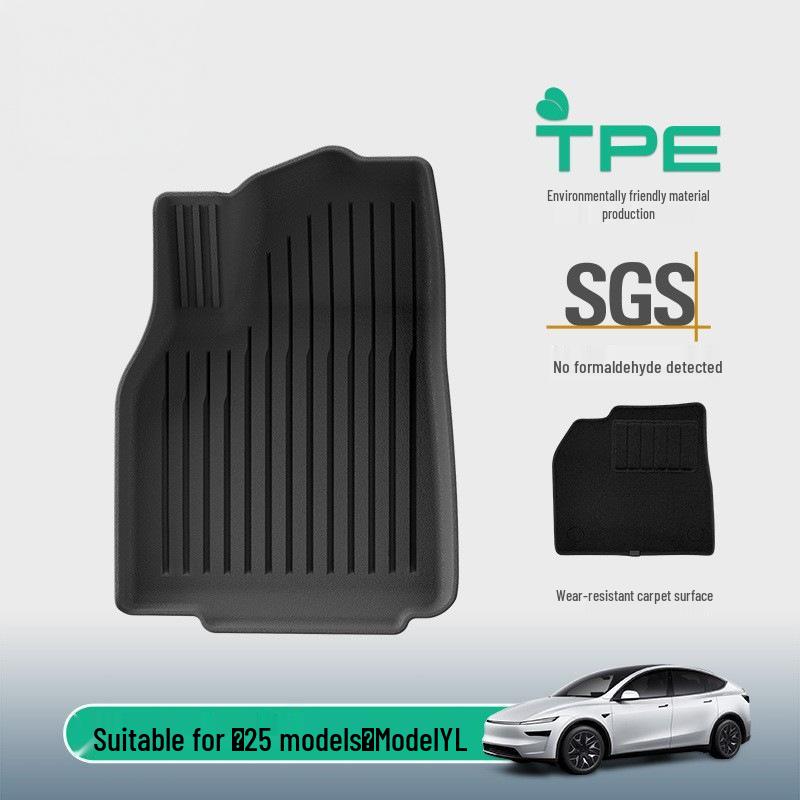 25 Tesla Model YL Floor Mats - Dirt-Resistant, Waterproof TPE Mats