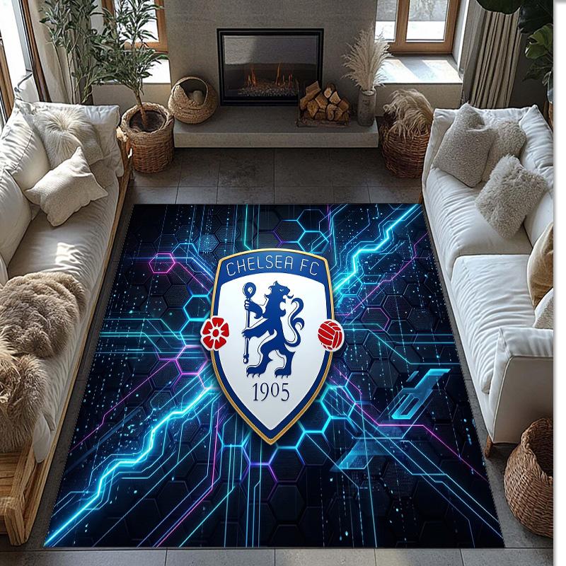 Tappeto in Flanella Stampato Chelsea FC Antiscivolo Morbido Poliestere Tappeto per Pavimento Tappetino Decorativo da Interno per Camera da Letto Soggiorno Divano Sala Giochi Decorazione Casa