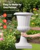 Plastic Urn Planters, 40 X 67 Cm, 2 Pack White Classic Flower Pots Front Porch Planters, Indoor & Outdoor Vase for Wedding, Party, Event, Home, Stage,