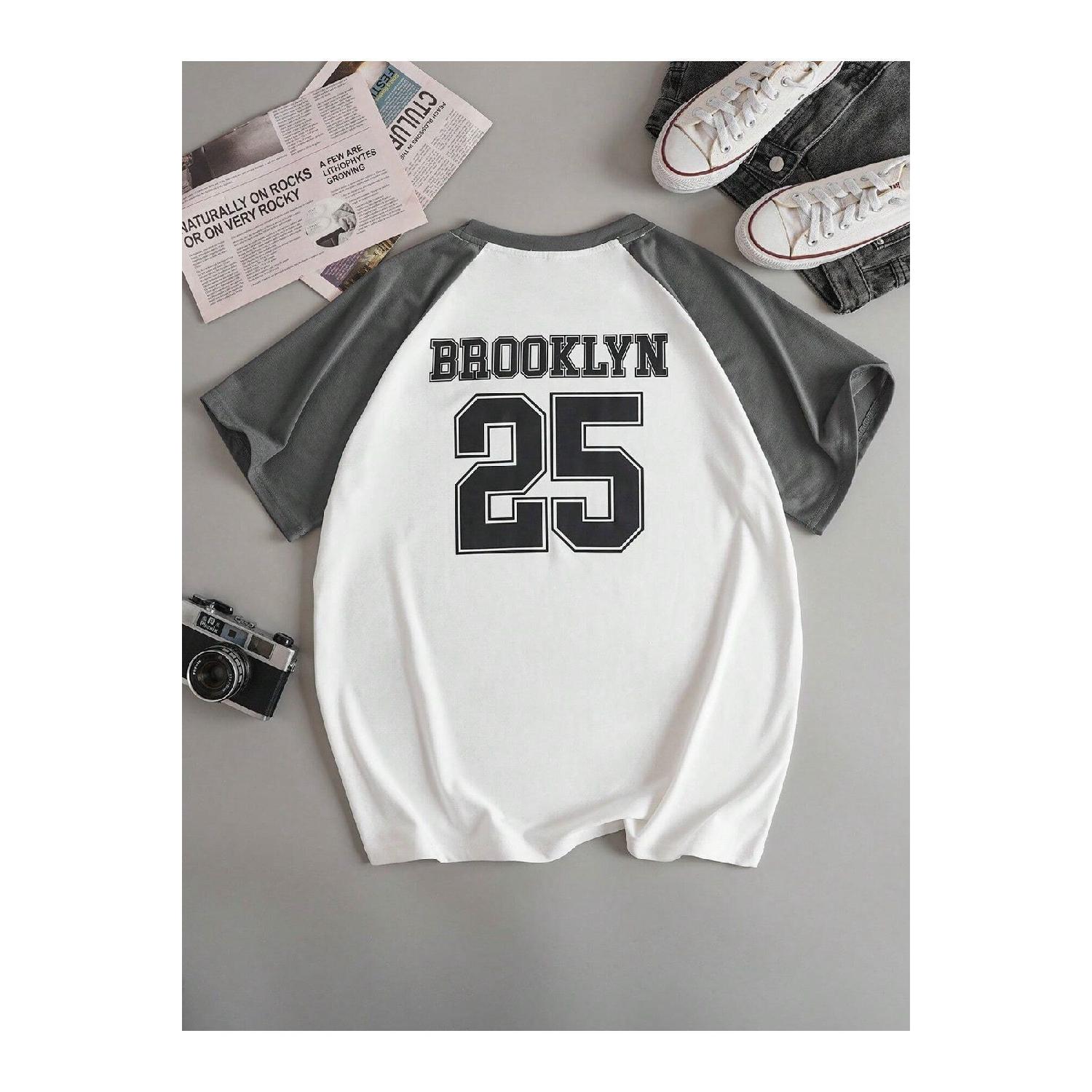 

Футболка оверсайз с рукавами реглан унисекс Brooklyn 25 с принтом S белый