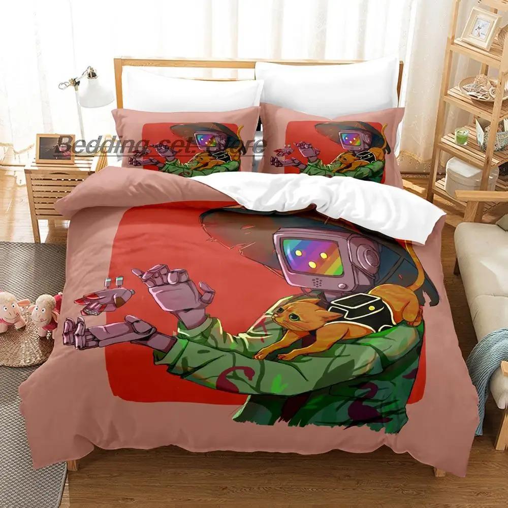 New Stray Game Cat Momo Bedding Set Single Twin Full Queen King Size Kawaii Bed Duvet Cover Sets for Adult Kids