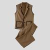 INCERUN Men Stitching Sleeveless Buttons Waistcoat And Long Straight Pants Sets