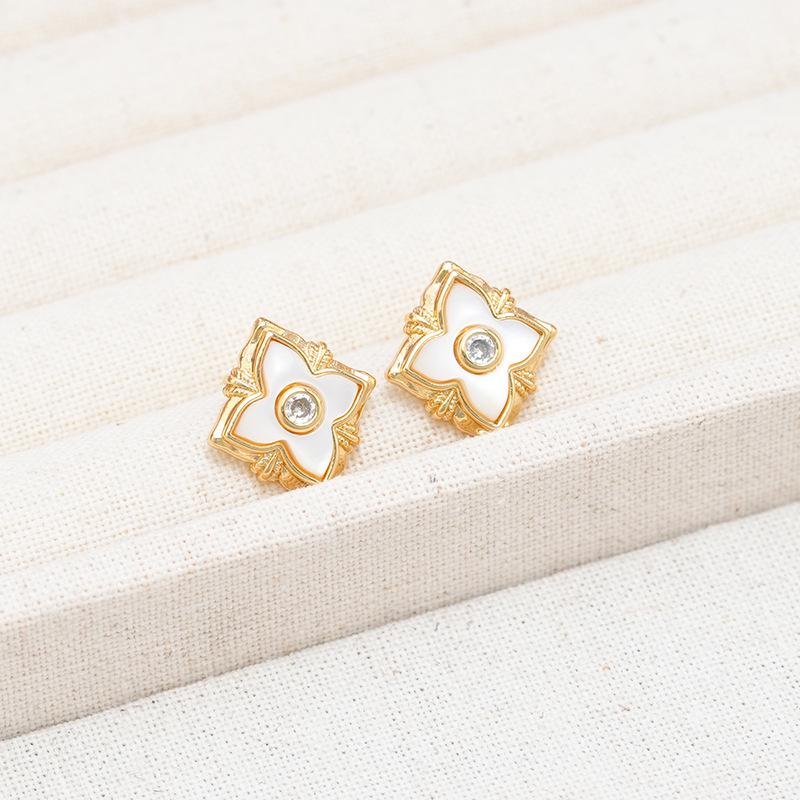 

Европейско-американские роскошные серьги-пусеты в форме ромба из перламутра - Женские, серебро S925, модные, со сладким характером 18K золотой