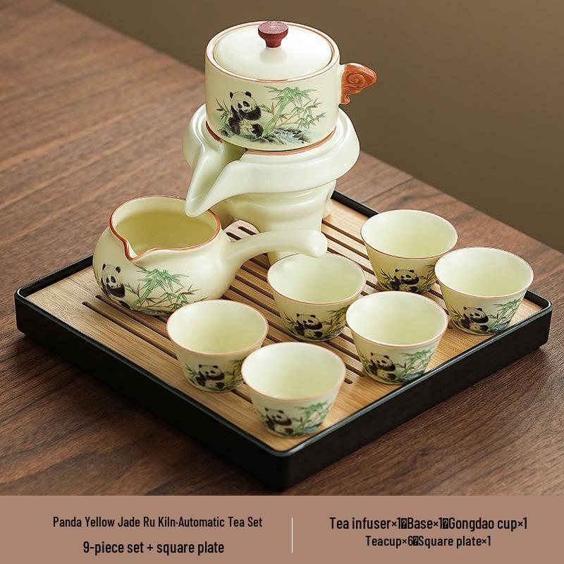 Panda Ru Kiln Kung Fu Tea Set: 2024 Gaiwan & Teapot, Ideal for Home or Gift