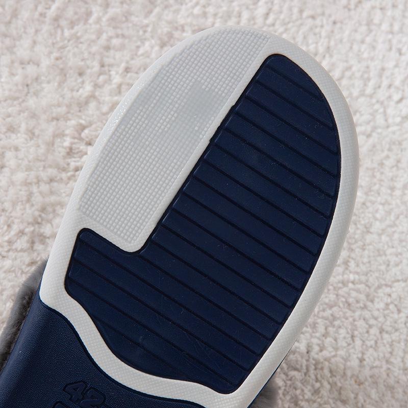 2025 Men's Large Winter Cotton Slip-on Slippers with Warm Fur and Thick Sole