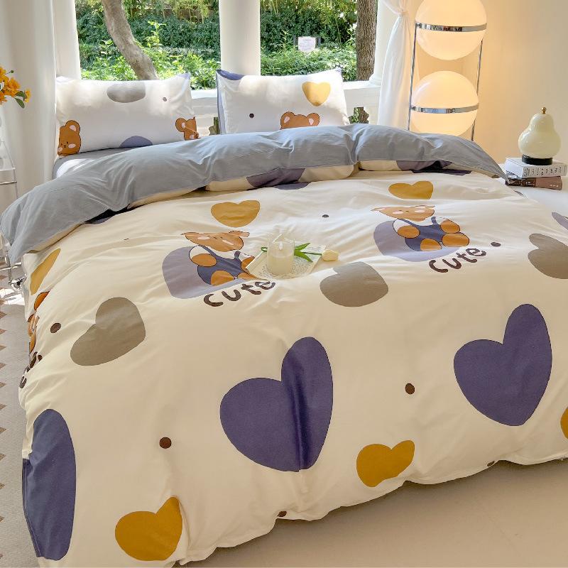 Small Fresh Four-piece Bed Sheet Set Quilt Cover Set Single Dormitory Three-piece Set Skin-friendly and Comfortable Bedding