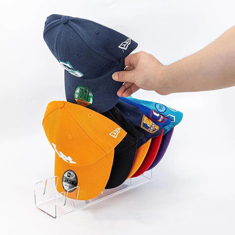 7-Slots Caps Holder Baseball Cap Display Rack Clear Acrylic Hat Holder Home Closet Organization Cap Storage Rack Store Decoratio
