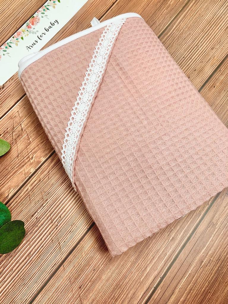 Bathrobe 100x100 Boho collection lace powder pink