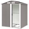 Garden Metal Tool Storage Shed with Sliding Door, Sloped Roof and Foundation Kit, 152 x 132 x 188cm, Grey