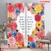 2pcs 2D Flat Printing Curtains Floral Hope Joy Peace Trust Fabric Without Electricity Family Party Perfect for Holiday Family