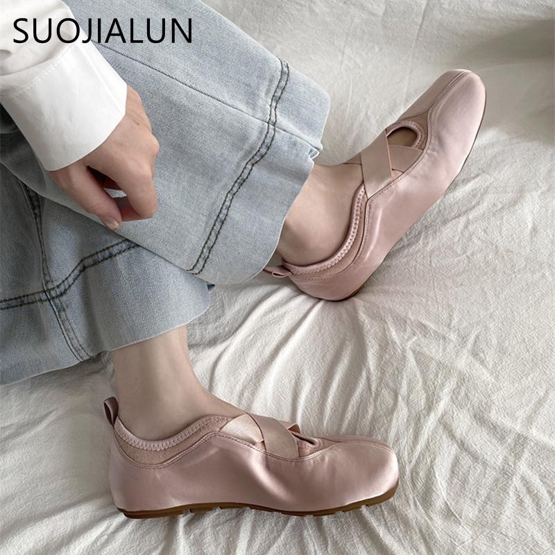 Fashion SUOJIALUN 2025 Spring New Brand Women Flat Shoes Fashion Round Toe Slip On Ladies Elegant Loafer Shoes Soft Flat Heel Boat Shoes