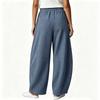 Women Corduroy Barrel Pants Elastic Waist Wide Leg Trousers Baggy Pant with Pockets Women's Casual Pants Comfy