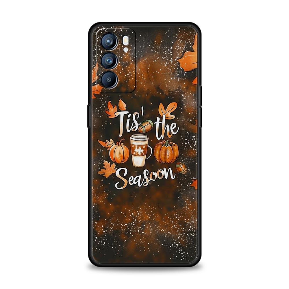 Pumpkin Autumn Leaves Coffee Phone Case For Oppo Reno 13 12 11 10 7 F Find X5 X6 A98 A80 A79 A78 A57 A54 A31 A17 Pro 5G Soft TPU