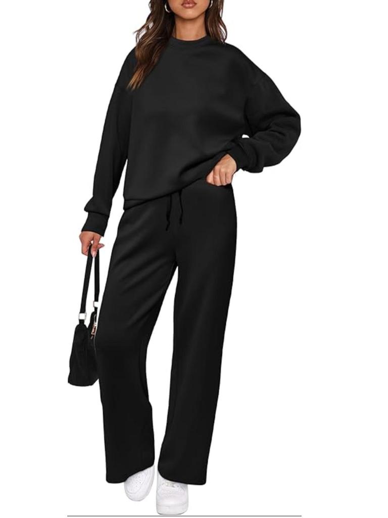 2025 Women's Two-Piece Knit Set: Long-Sleeve Top & Wide-Leg Pants