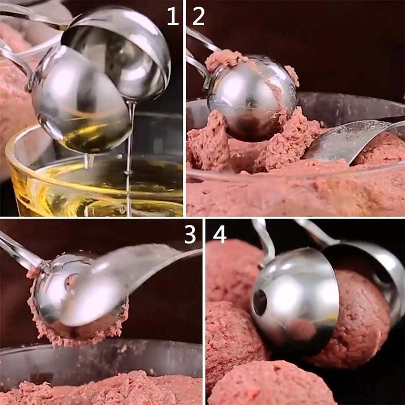 Stainless Steel Meatball Clips Meatballs Maker Tool Non Stick Stuffed Fish Ball Rice Ball Ice Cream Making Mold Kitchen Gadgets