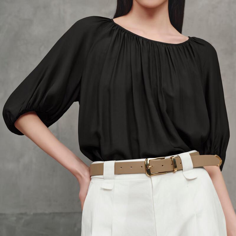 Women s Round Neck Half-Sleeve Loose Fit Blouse L