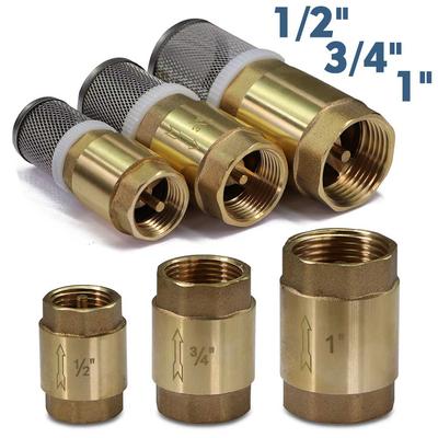 1/2" 3/4" 1" Messing Terugslagklep met Filter In-Line Veer Anti-Terugstromingsadapter Eénrichtings Waterstroomregeling Verbind Repareren Verbinden