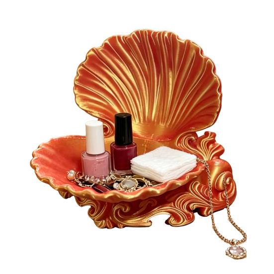 High Quality Relief Tray 3D Printed Shell Jewelry Tray, Decorative Desktop Storage Organizer for Dressing Small Item Table, Opening Trinket Dish Rings