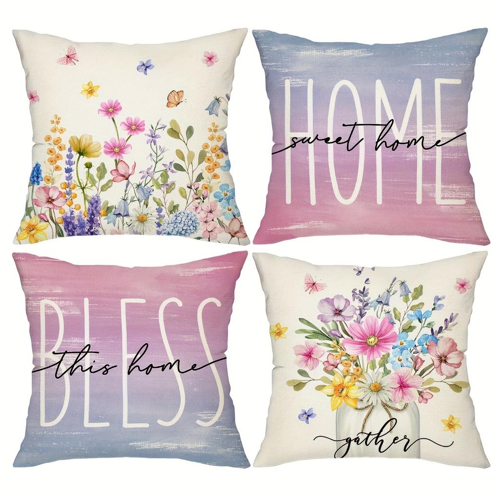 Cozy Home - Floral Harmony Pillow CoversLiving room sofa cushion cover, soft and comfortable, bedroom room decoration
