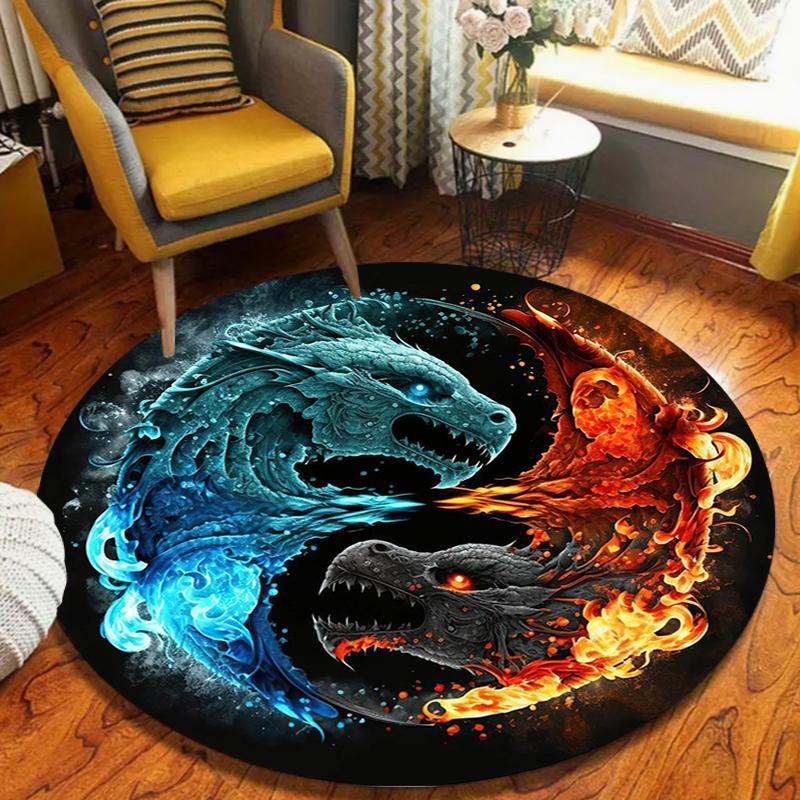 Japanese Koi Fish Round Rug Zen Living Room Living Room Bedroom Home Decoration Carpet Bedroom Decor Living Room Decoration 80cm