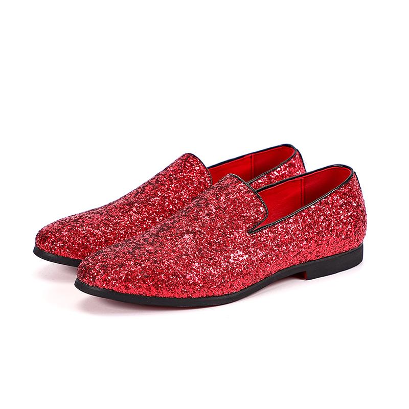 Fashion All-match Male Slip on Flats New Personality Stylish Moccasins Punk Style Low Heeled Loafers Shiny Men Casual Walking Shoes