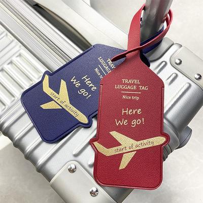 Doppelseitiger PU-Leder-Gepäckanhänger mit Flugzeugdesign