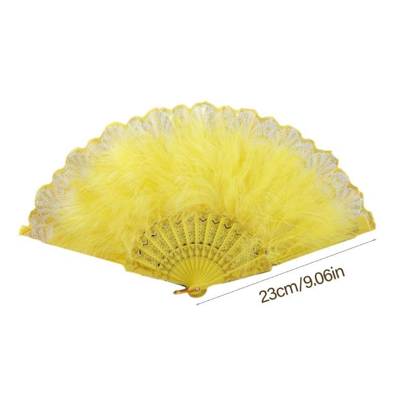  Elegant Lace Feathered Fan for Women 1920s Vintage Styles Flapper Folding Handheld Hand Fan for Cosplay Parties Event
