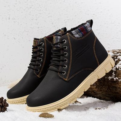 Fashion Men Boots Warm Fur Snow Boots For  Boots Leather Winter Shoes Men Ankle Boots Men Winter Footwear Winter Mens Shoe Booties