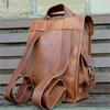 New Genuine Brown Men's Leather Goat Bag Laptop Rucksack Vintage Travel Backpack