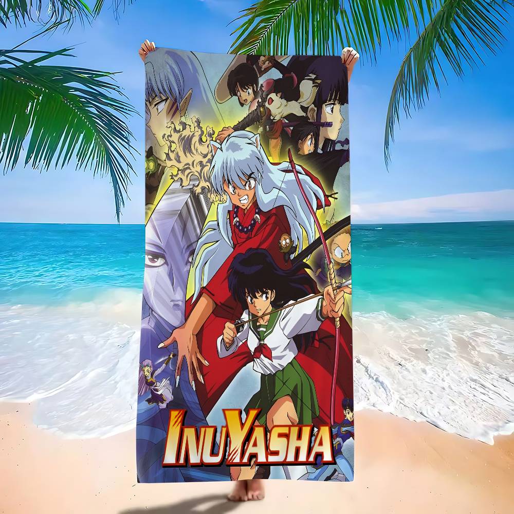 Anime I-Inuyasha Vintage Microfiber Printed Beach Towel Mountain Climbing Yoga Beach Swimming Running Absorbent Soft Towel