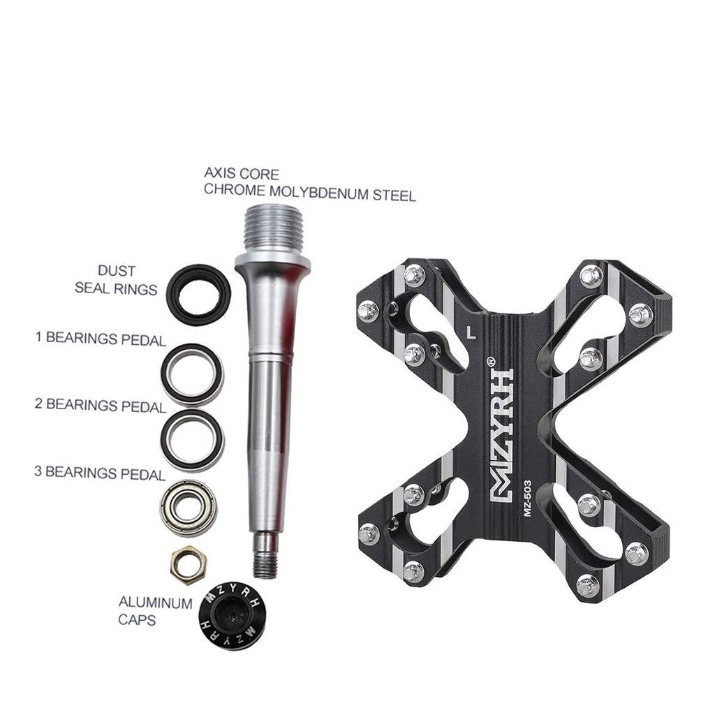 ThinkTop Bicycle Pedal Aluminum for Road and Mountain Black 3-Bearing Axle, 9/16", Ultra-Lightweight, Alloy, High-Strength Lubricant, Bikes, MTBs,