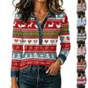 Women's Casual Long Sleeve Top Loose Fit Stylish Color Block Patchwork Shirt Comfortable Everyday Blouse