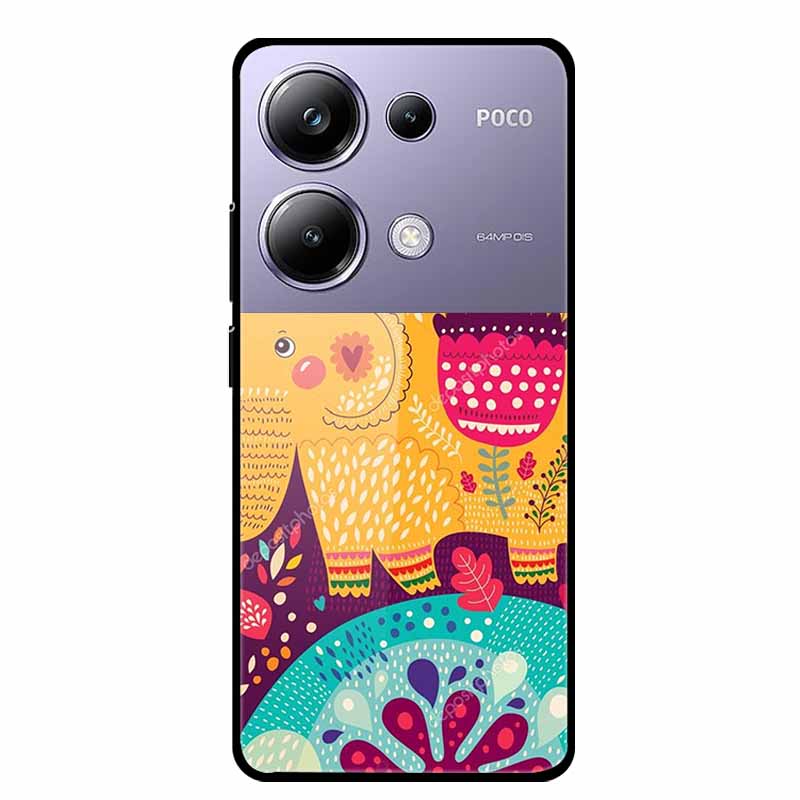 Painting Cover For Poco M6 Pro GlassTempered Glass Case Hard Back Shield for Xiaomi Poco M 6 Pro 6.67" Colourful Phone Fundas