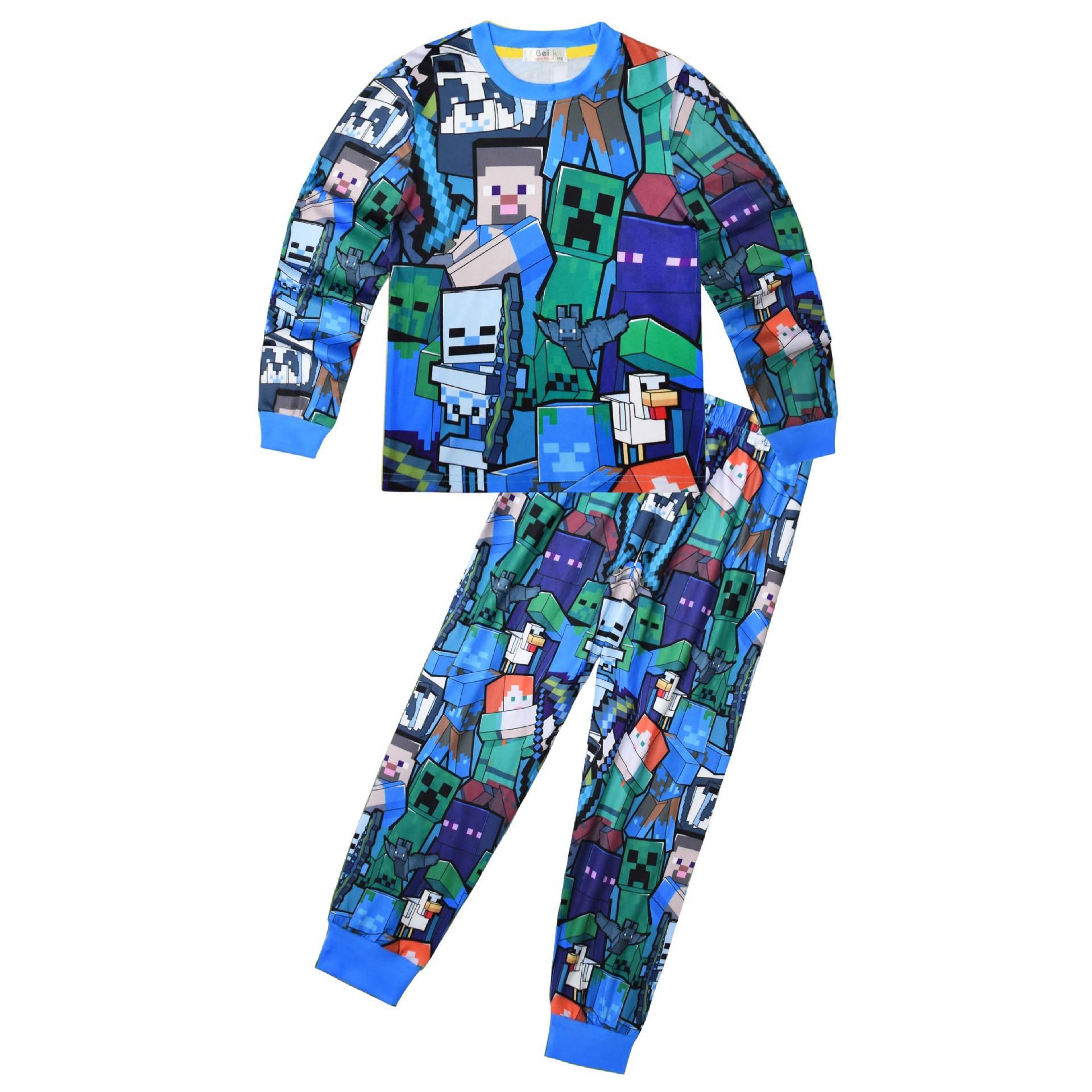 Children S Suit, Minecraft, Digital Printing, Middle-Aged And Older Children S Loungewear, Long-Sleeved Two-Piece Set 7877 110
